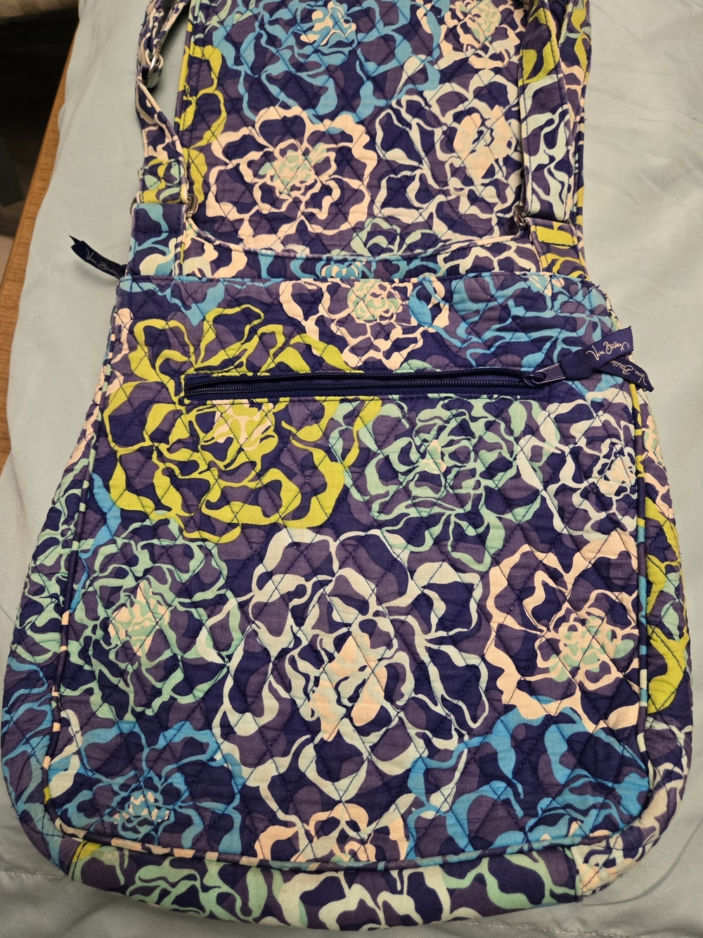 Vera Bradley Quilted Crossbody in Navy Blue, Light Blue & Cream Floral - Picture 3 of 9